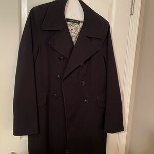 Black London Fog Trench Cost with Beige Floral Lining